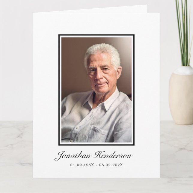 Tarjeta De Agradecimiento Imagen de funeral con guión elegante (Anverso)