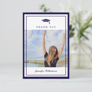 Tarjeta De Agradecimiento Imagen de Graduación de Guión Elegante Azul Modern