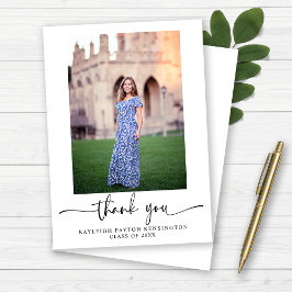 Tarjeta De Agradecimiento Imagen de graduación de guión elegante y moderna