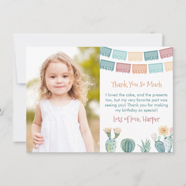 Tarjeta De Agradecimiento Imagen de la fiesta de cumpleaños Gracias Fiesta M (Anverso)