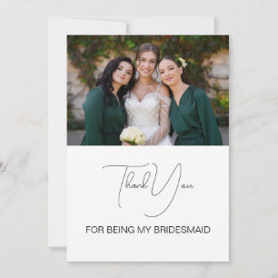 Tarjeta De Agradecimiento Imagen de una dama de honor con escritura moderna