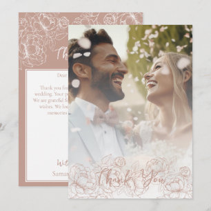 Tarjeta De Agradecimiento Imagen elegante de color rosa floral de Rubor mode