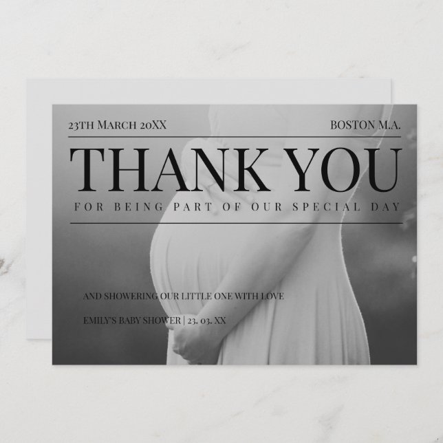 Tarjeta De Agradecimiento Imagen única de Baby Shower (Anverso / Reverso)