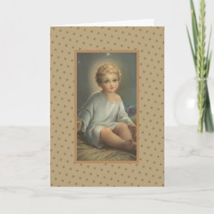 Tarjeta De Agradecimiento Imagen vintage del bebé Jesús de Navidad