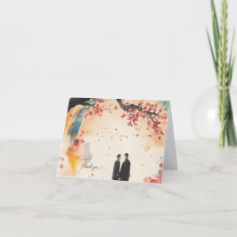 Tarjeta De Agradecimiento Impresión de arte digital para dos novios