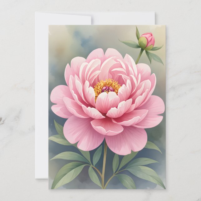 Tarjeta De Agradecimiento Impresión de arte Rosa Peony (Anverso)