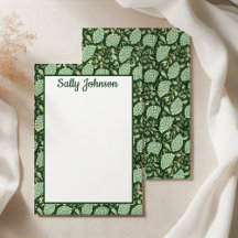 Impresión de bloques de flores verdes, stationery