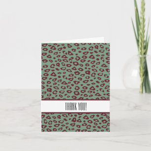 Tarjeta De Agradecimiento Impresión de leopardo verde rojo Impresión Gracias