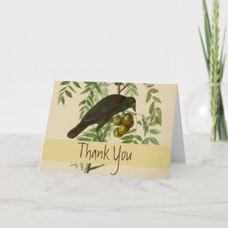 Tarjeta De Agradecimiento Impresión de pájaro Grackle púrpura de Audubon Vin