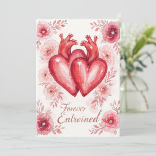 Tarjeta De Agradecimiento Impresión floral encantada de dos corazones