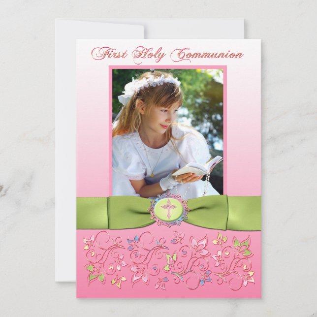 Tarjeta De Agradecimiento IMPRESIÓN RIBBON Fotografía de la Santa Comunión G (Anverso)