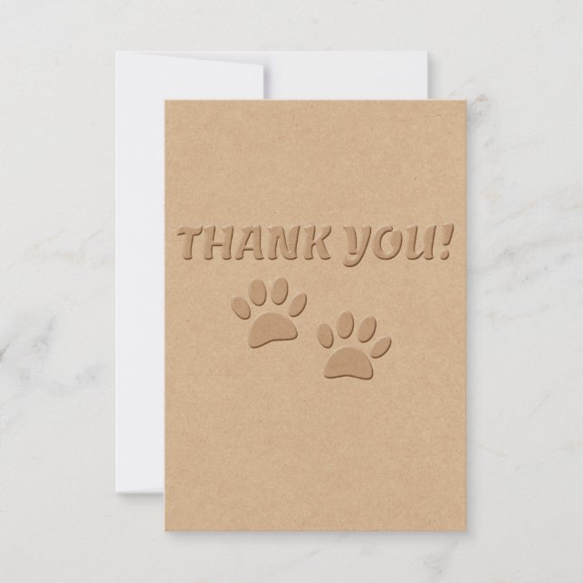 Tarjeta De Agradecimiento Impresión y texto de las garras de perro (Anverso)