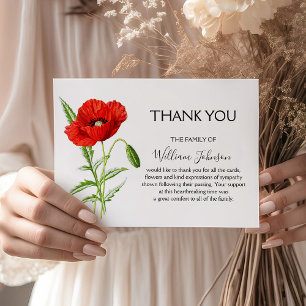 Tarjeta De Agradecimiento Impresionante acuarela amapola funeraria