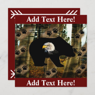 Tarjeta De Agradecimiento Impresiones de la pata del oso del oso del oso neg