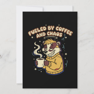 Tarjeta De Agradecimiento Impulsado por Café y Caos Divertido Retró Tejón