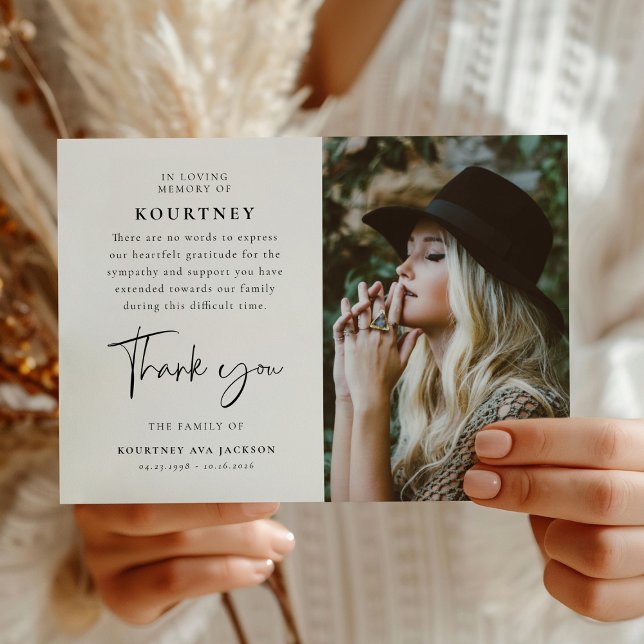 Tarjeta De Agradecimiento In Loving Memory Custom Photo & Message Sympathy  (Subido por el creador)