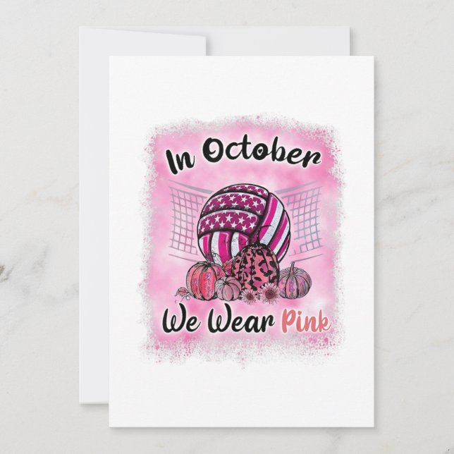 Tarjeta De Agradecimiento In October We Wear Pink Volleyball Breast Cancer A (Anverso)