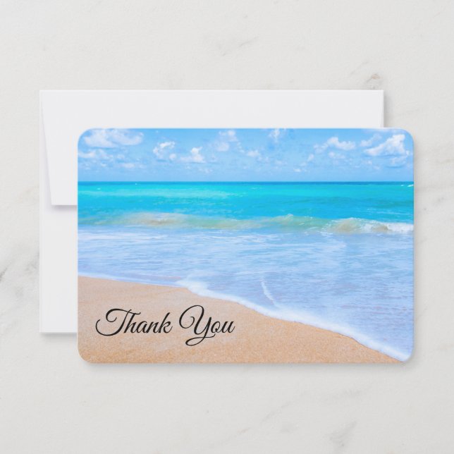 Tarjeta De Agradecimiento Increíble escena tropical de playa. Gracias. (Anverso)