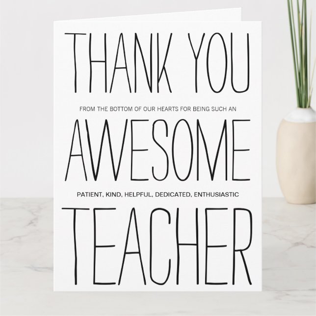 Tarjeta De Agradecimiento Increíble Profesor Gracias (Anverso)