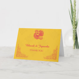 Tarjeta de agradecimiento india de azafrán y pavo