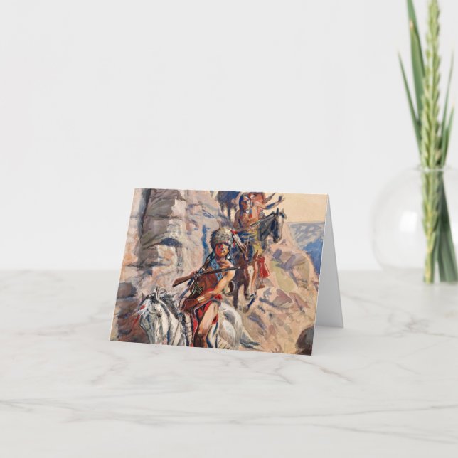 Tarjeta De Agradecimiento Indian Scouting Party, 1900 by Charles Marion Russ (Anverso)