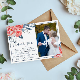 Tarjeta De Agradecimiento Indigo Bliss Floral Branches Stems Boda