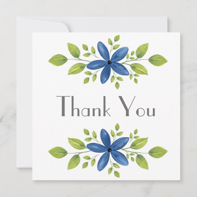 Tarjeta De Agradecimiento Indigo Watercolor Floral Swag 2 (Anverso)