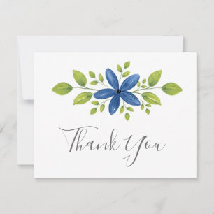 Tarjeta De Agradecimiento Indigo Watercolor Floral Swag 2