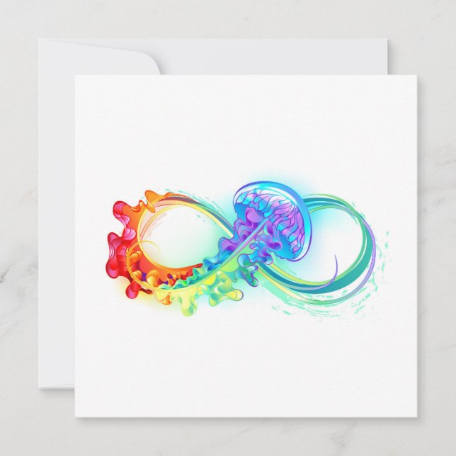 Tarjeta De Agradecimiento Infinidad con las medusas del arcoiris (Anverso)