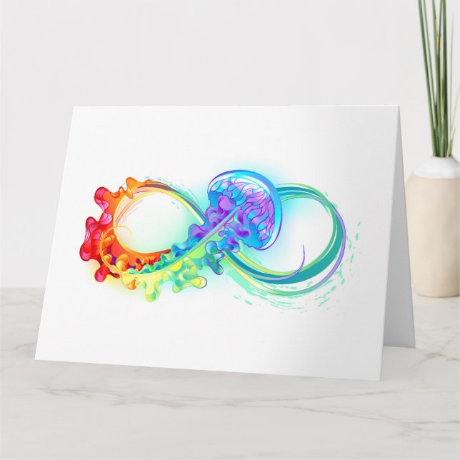 Tarjeta De Agradecimiento Infinidad con las medusas del arcoiris (Anverso)