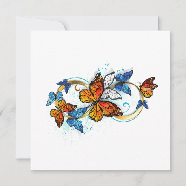 Tarjeta De Agradecimiento Infinidad de mariposas monarca (Anverso)