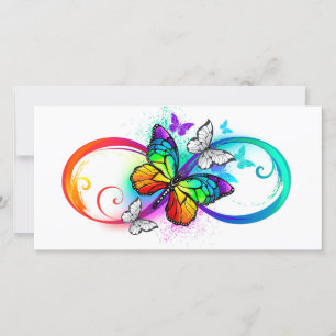 Tarjeta De Agradecimiento Infinito brillante con mariposa arco iris
