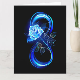 Tarjeta De Agradecimiento Infinito brillante con rosa azul