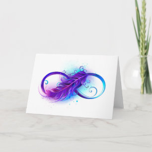 Tarjeta De Agradecimiento Infinito con pluma púrpura
