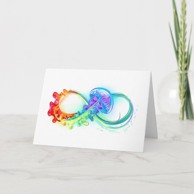 Tarjeta De Agradecimiento Infinity with Rainbow Jellyfish (Anverso)