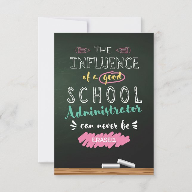 Tarjeta De Agradecimiento Influencia de un buen administrador escolar (Anverso)