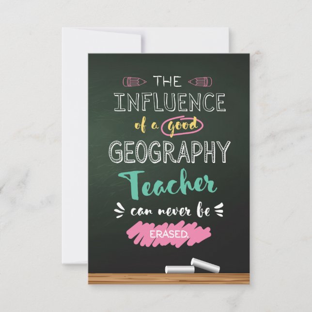 Tarjeta De Agradecimiento Influencia de un buen profesor de geografía (Anverso)