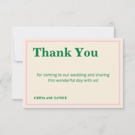 Tarjeta De Agradecimiento Información de Boda a Rayas Retro Moderno