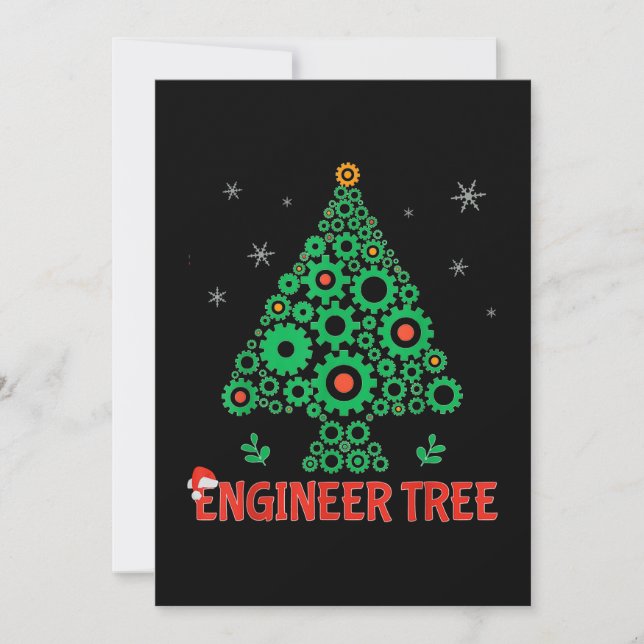 Tarjeta De Agradecimiento Ingeniería mecánica de árbol de navidades (Anverso)