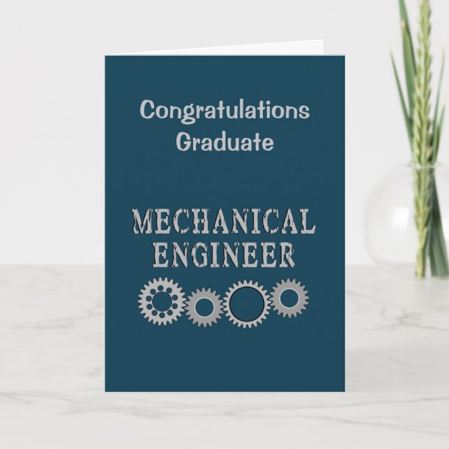 Tarjeta De Agradecimiento Ingeniero Mecánico Engranajes (Anverso)