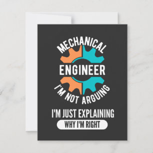Tarjeta De Agradecimiento Ingeniero Mecánico Gracioso, Ingeniería Mecánica