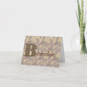 Tarjeta De Agradecimiento Inicial de monograma B Floral Vintage Personalizad