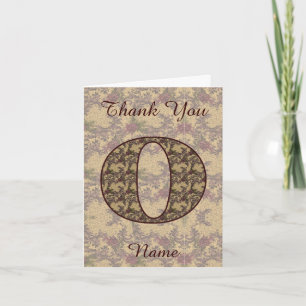 Tarjeta De Agradecimiento Inicial de monograma O Floral Vintage Elegante