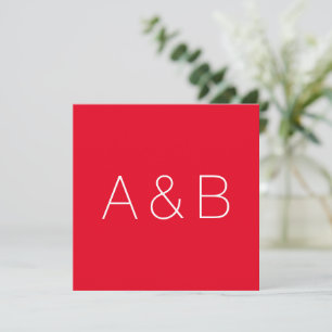 Tarjeta De Agradecimiento Iniciales de pareja personalizadas rojas minimalis