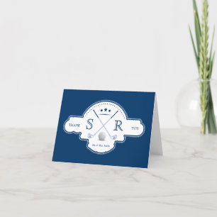 Tarjeta De Agradecimiento Iniciales del Monograma del Club de Golf Gracias C