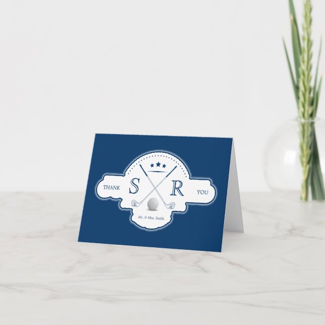 Tarjeta De Agradecimiento Iniciales del Monograma del Club de Golf Gracias C (Anverso)