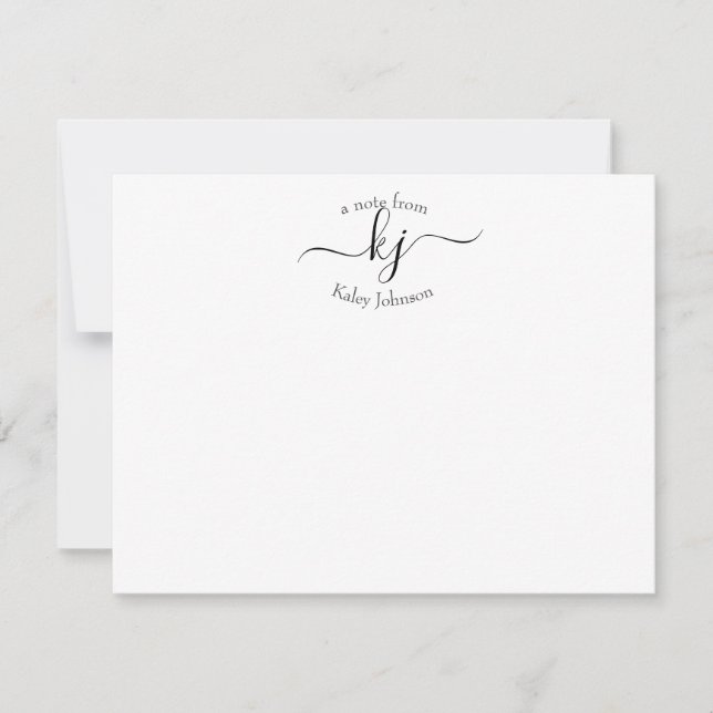 Tarjeta De Agradecimiento Iniciales monogramas de Moda moderna 2 personaliza (Anverso)