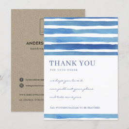 TARJETA DE AGRADECIMIENTO INK BLUE STRIPTS PATTERN CORPORATE BUSINESS LOGO