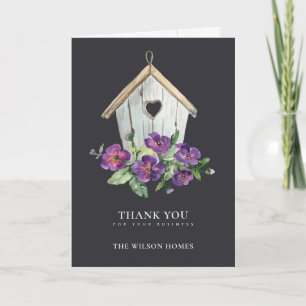 TARJETA DE AGRADECIMIENTO INMUEBLES INMOBILIARIOS DE BIRDHOUSE RÚSTICO NEGRO