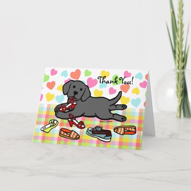 Tarjeta De Agradecimiento Innocent Black Labrador Puppy Gracias (Anverso)
